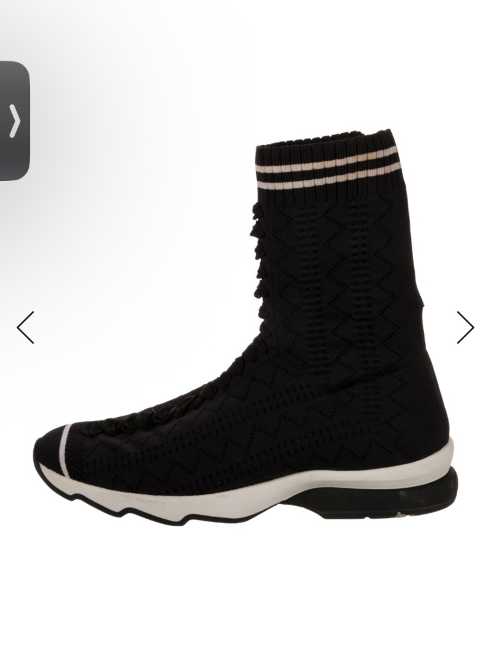 Fendi Lasercut Accents Sock Boots - Black & White - Excellent
